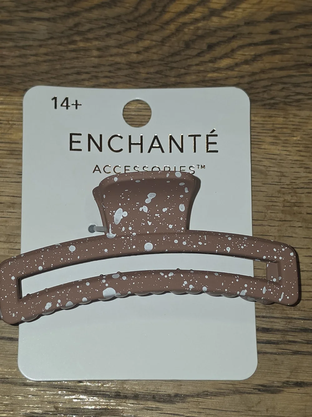 Enchante Matte Brown With White Speckled Hair Claw Clip BNIB